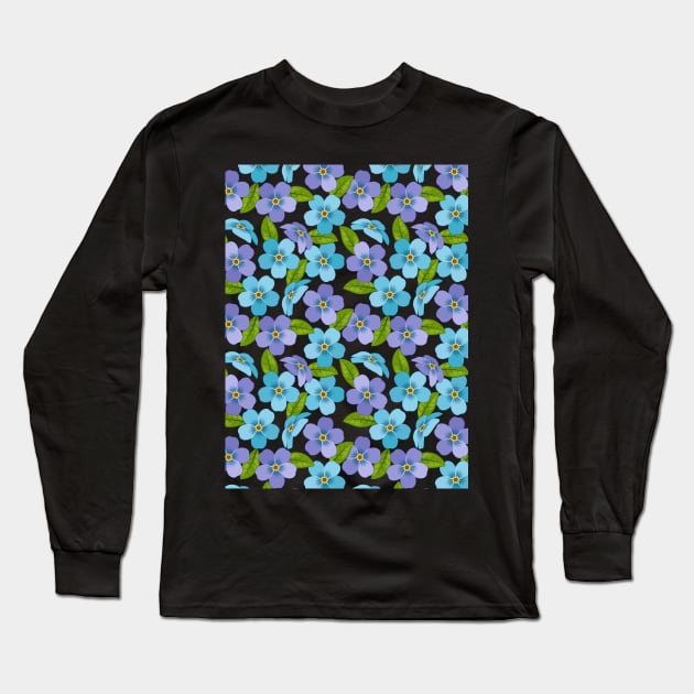 Forget Me Not Floral Pattern Long Sleeve T-Shirt by Designoholic